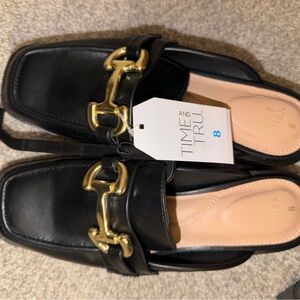 Time and Tru Black Flats with Gold Detail